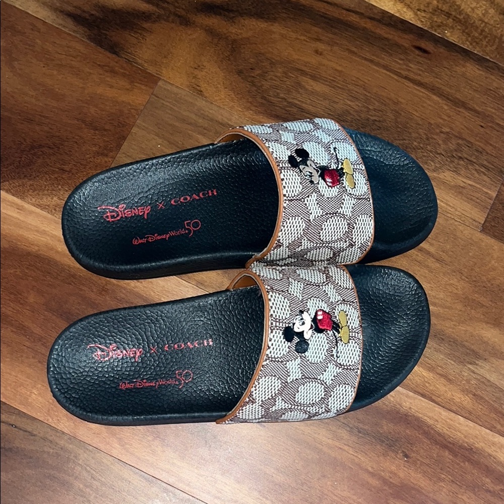 Coach Disney Black and Brown Slide Sandals